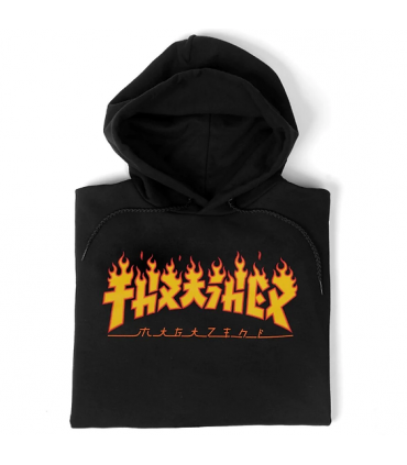 Sudadera Thrasher Godzilla Flame Hood Blk Thrasher - 2