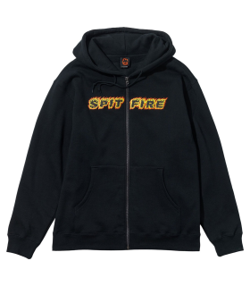 Sudadera Spitfire Flames Script Zip Hood Black
