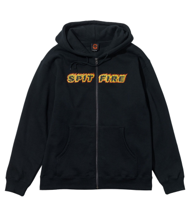 Sudadera Spitfire Flames Script Zip Hood Black