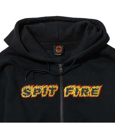 Sudadera Spitfire Flames Script Zip Hood Black