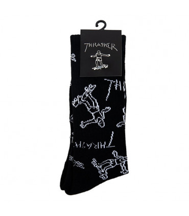 Thrasher Gonz Logo Crew Socks Black  - 2