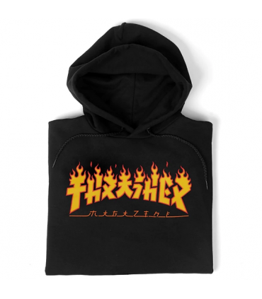 Sudadera Thrasher Godzilla Flame Hood Blk