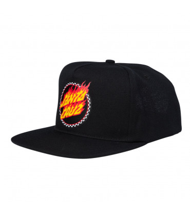 Santa Cruz Check Ringed Flamed Dot Snapback Mid Profile Hat Black